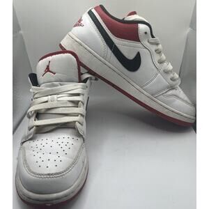 Air Jordan 1 Low White University Red Size 5Y With Box Nike Good Shape